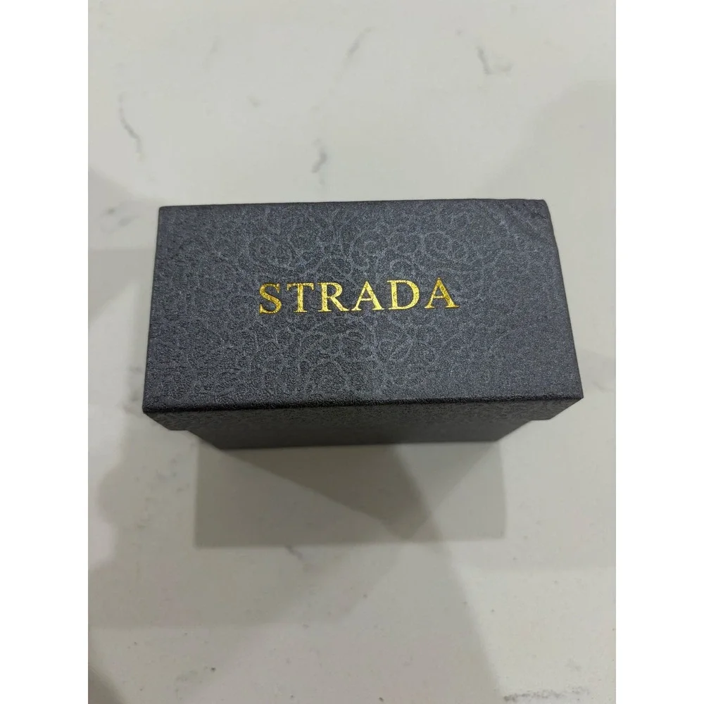 Strada Womens Quartz Watch Multi Color Gemstone Bezel Silver Tone Filigree Box